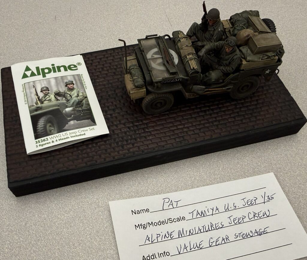 Pat's 1 35 Tamiya US Jeep with Alpine Minatures Crew and Value Gera Stowage